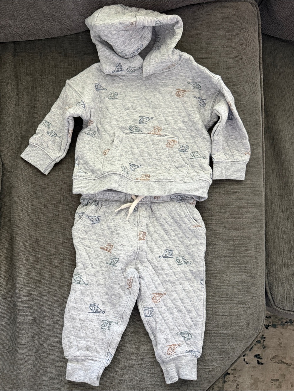 Brand New Carter’s Quilted Light Gray Hoodie & Jogger Set